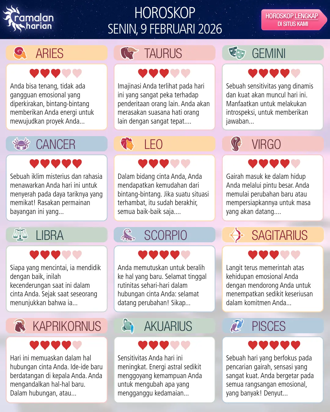 Horoskop dari Leo hari ini, 9 Februari 2026