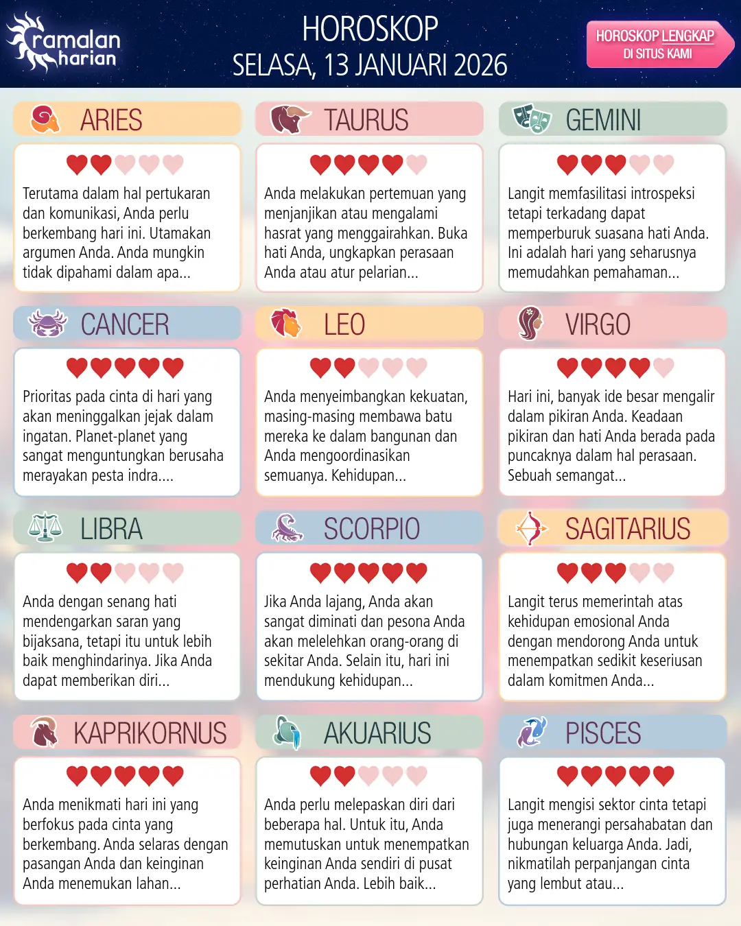 Horoskop dari Leo hari ini, 13 Januari 2026