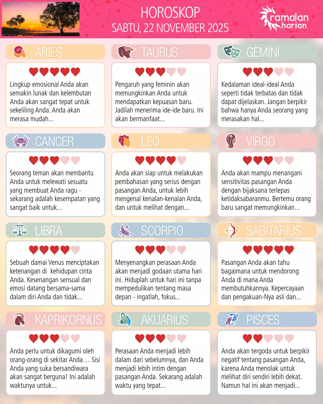 Horoskop dari Akuarius hari ini, 22 November 2025