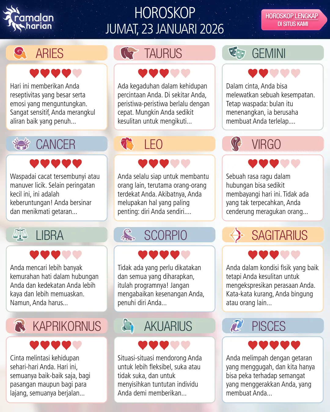 Horoskop dari Virgo hari ini, 23 Januari 2026