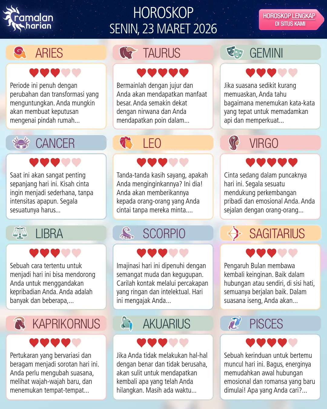 Horoskop dari Virgo hari ini, 23 Maret 2026