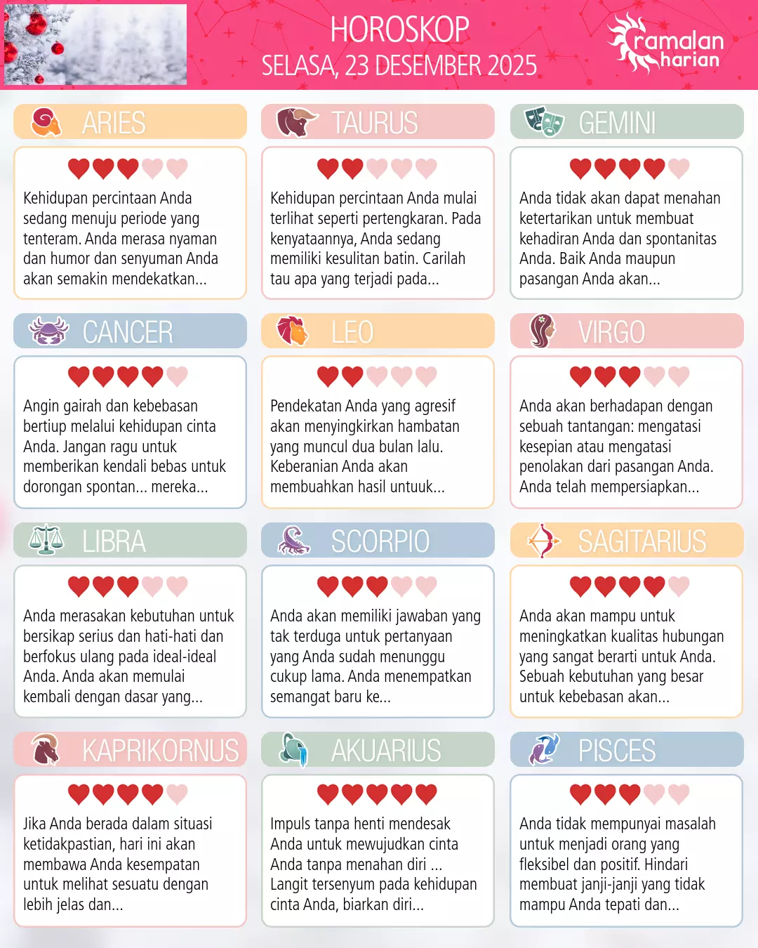 Horoskop dari Virgo hari ini, 23 Desember 2025