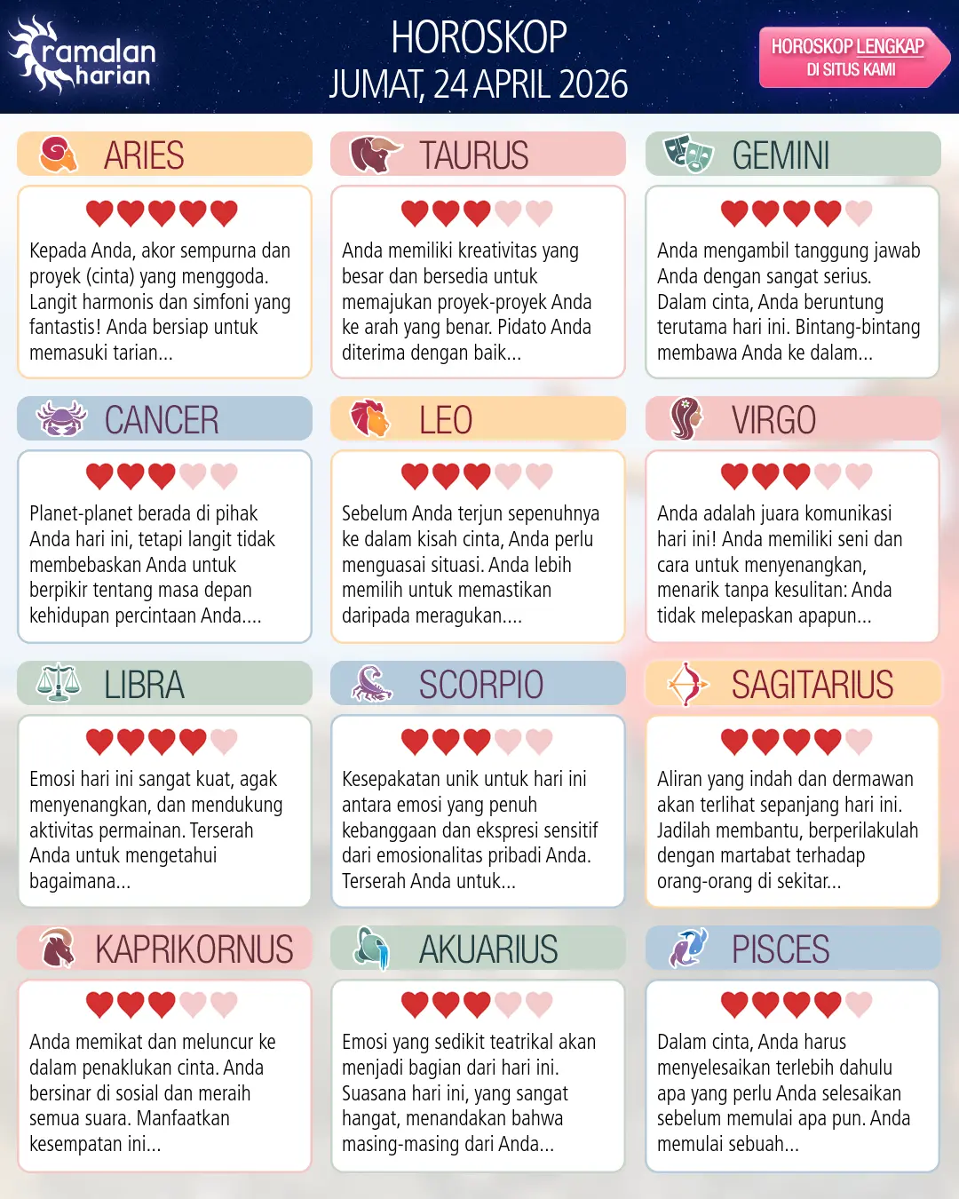 Horoskop dari Akuarius hari ini, 23 April 2026