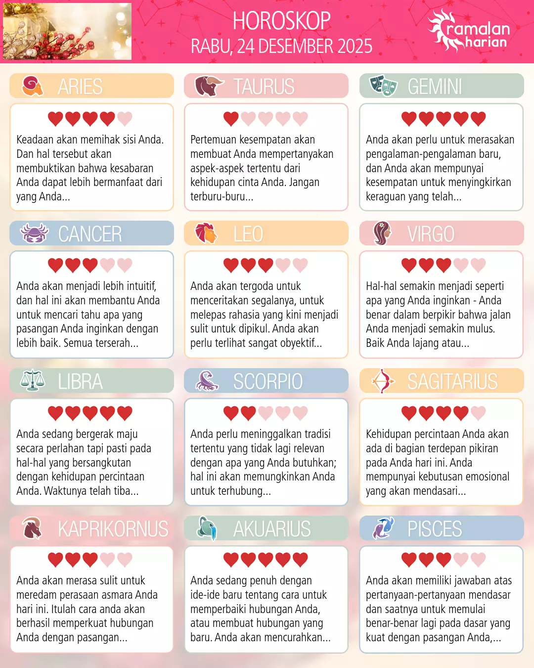 Libra: ramalan Anda untuk 26 Desember 2025